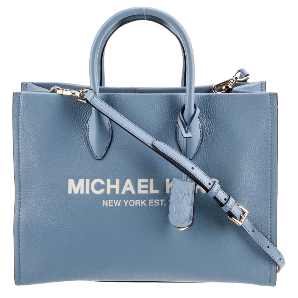 Michael Kors Pale Blue Leather Mirella Medium Satchel Shoulder Bag